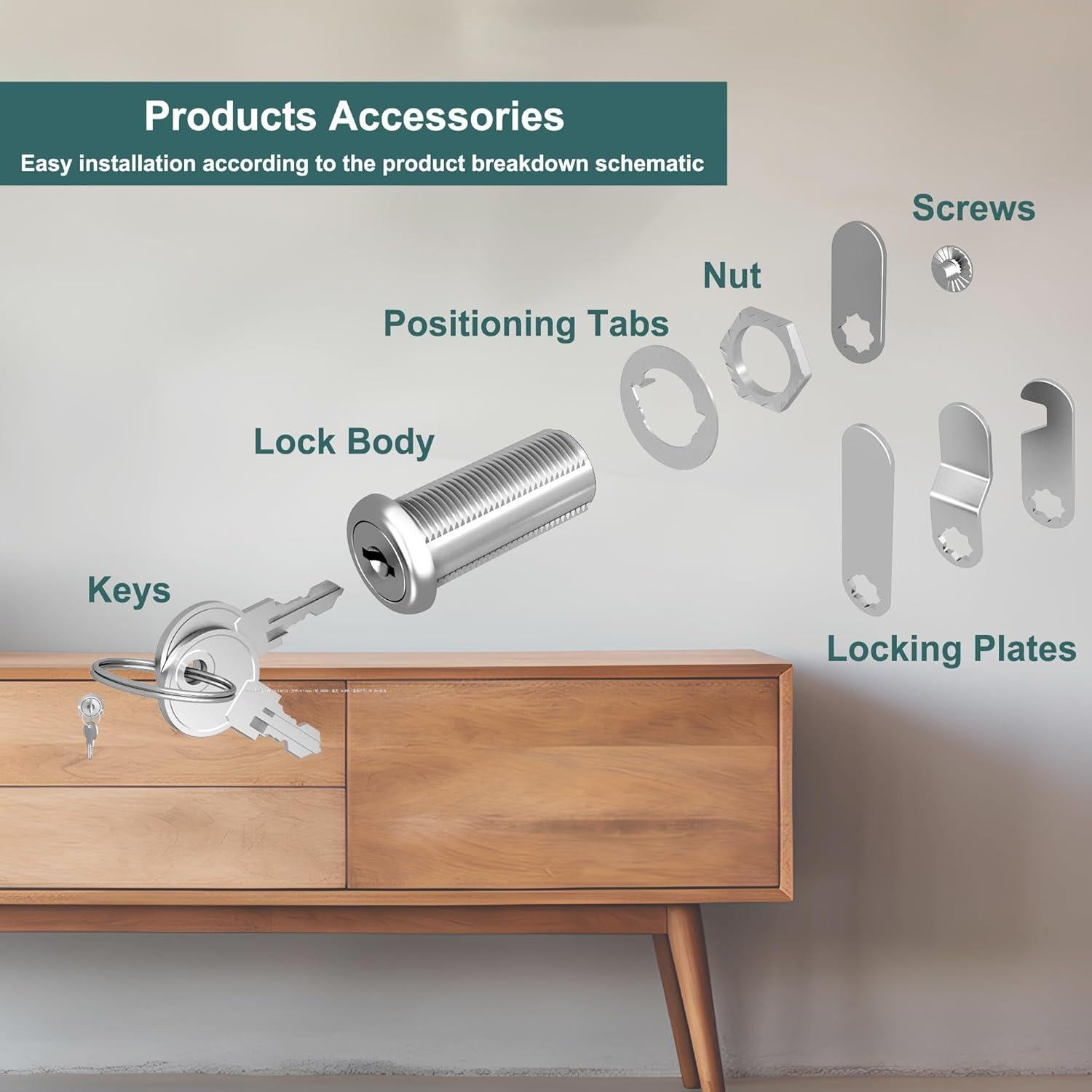 Cerraduras de Gabinete Yqwwda 1-1/2" con Llave - 3 Pcs