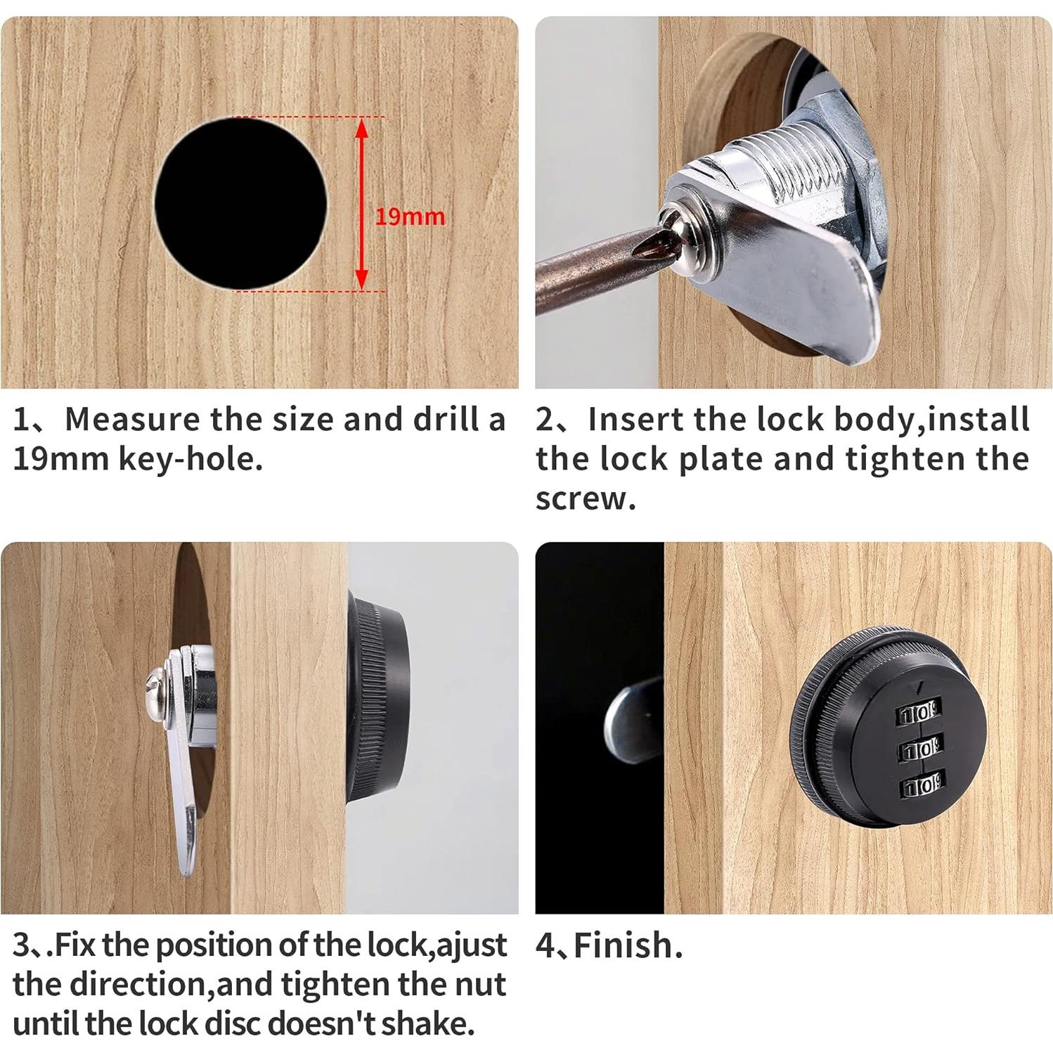 Cerradura de Combinación Kitmose para Gabinete 3 Paquete 30mm