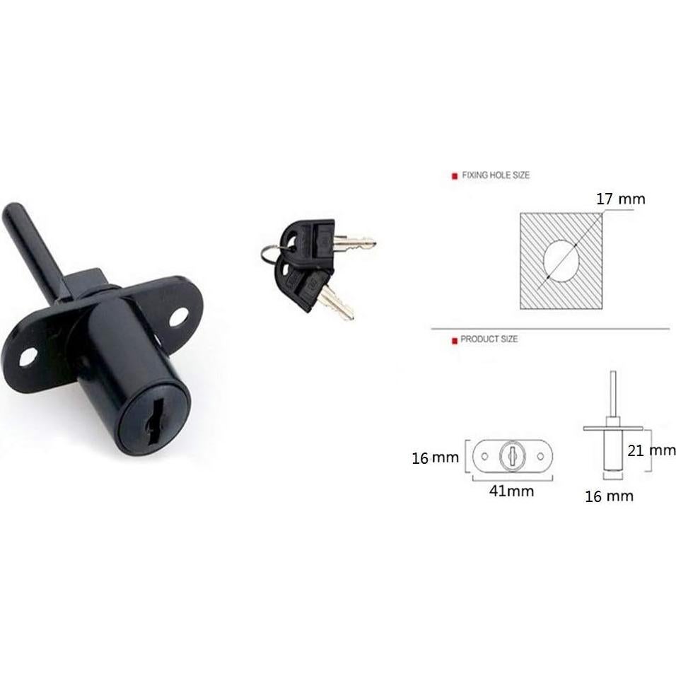 Cerradura de Cajón TBWHL de Zinc con Llaves - 4 Pcs 16mm