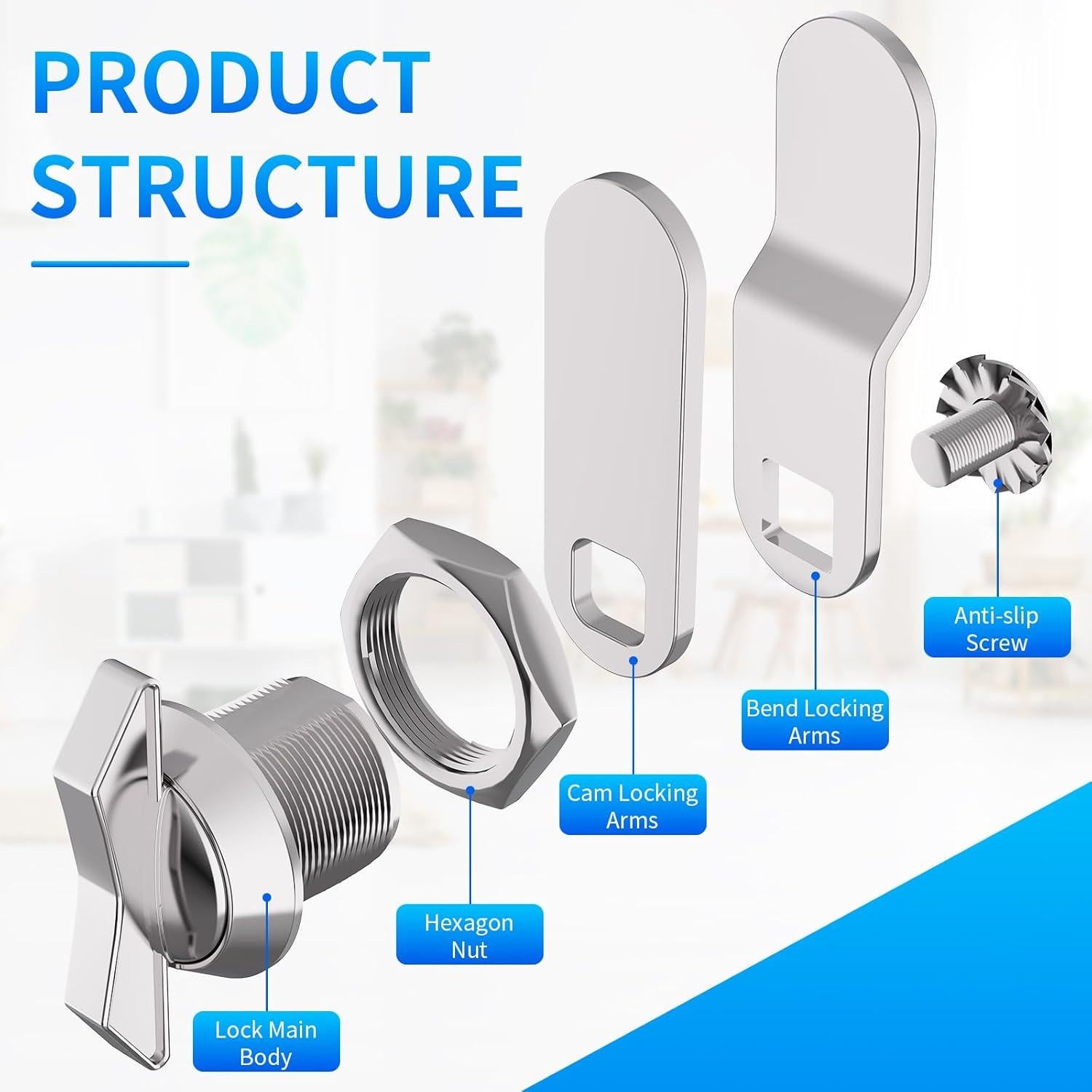 Cerradura de Leva Offset BEBOBLY 5 Piezas Sin Llave 100% Metálica