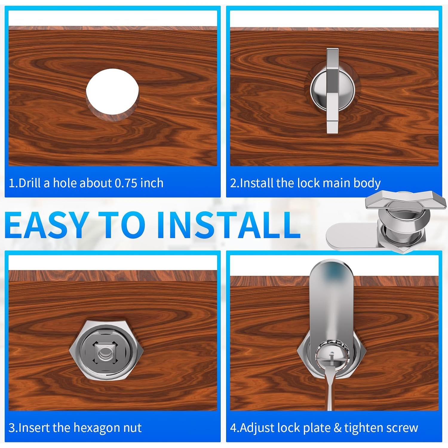 Cerradura de Leva Offset BEBOBLY 5 Piezas Sin Llave 100% Metálica