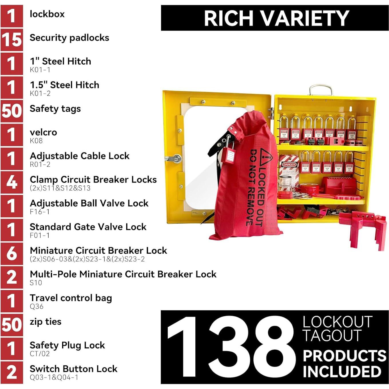 Kit de Bloqueo y Etiquetado BULANGDI 138 Piezas Seguridad Eléctrica