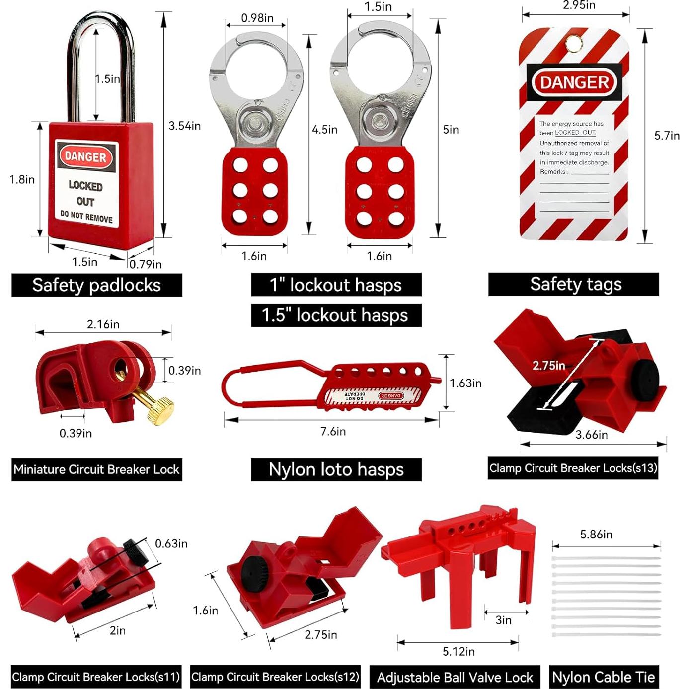 Kit de Bloqueo y Etiquetado BULANGDI 138 Piezas Seguridad Eléctrica