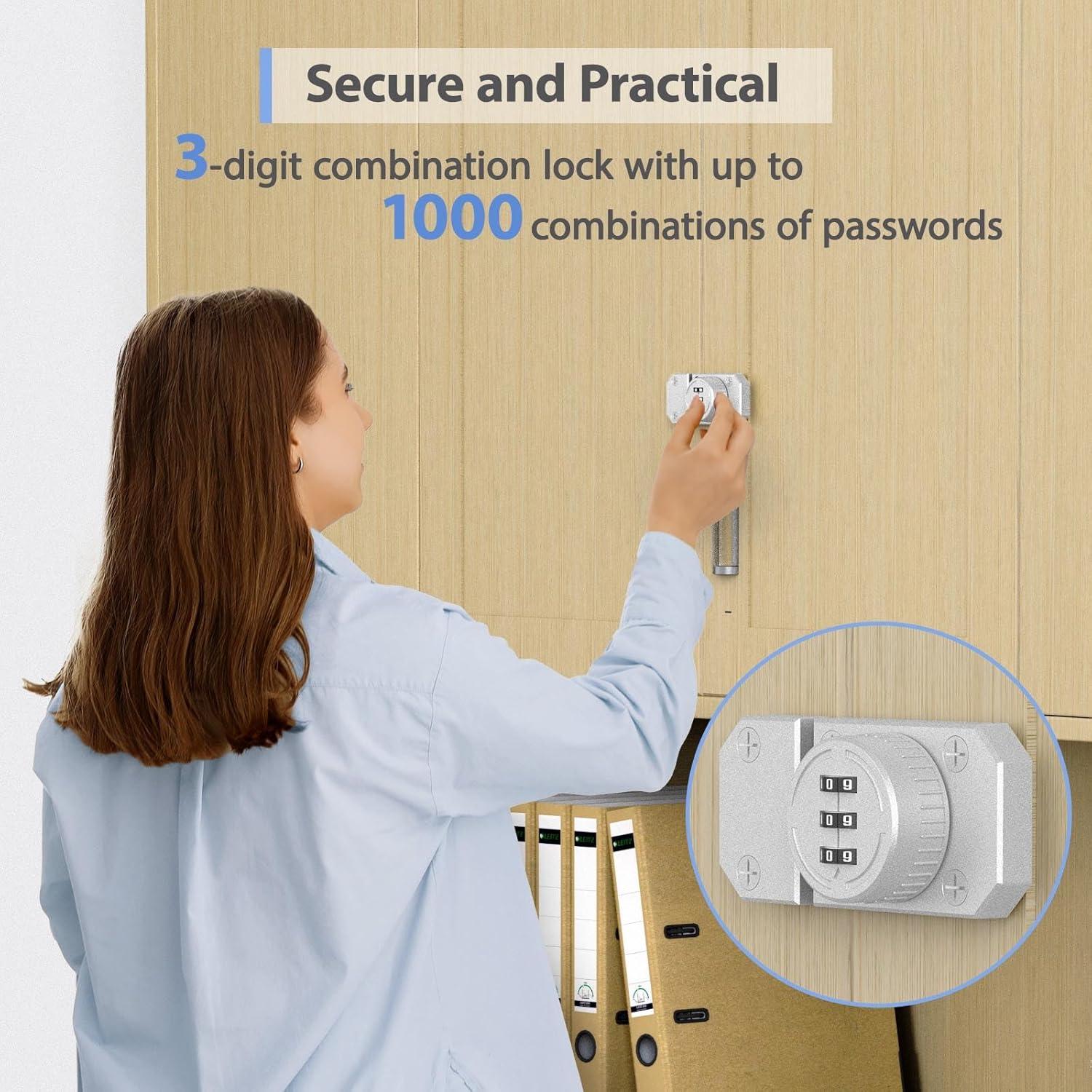 Cerradura de Gabinete YogePote 3 Dígitos Mecánica Plata