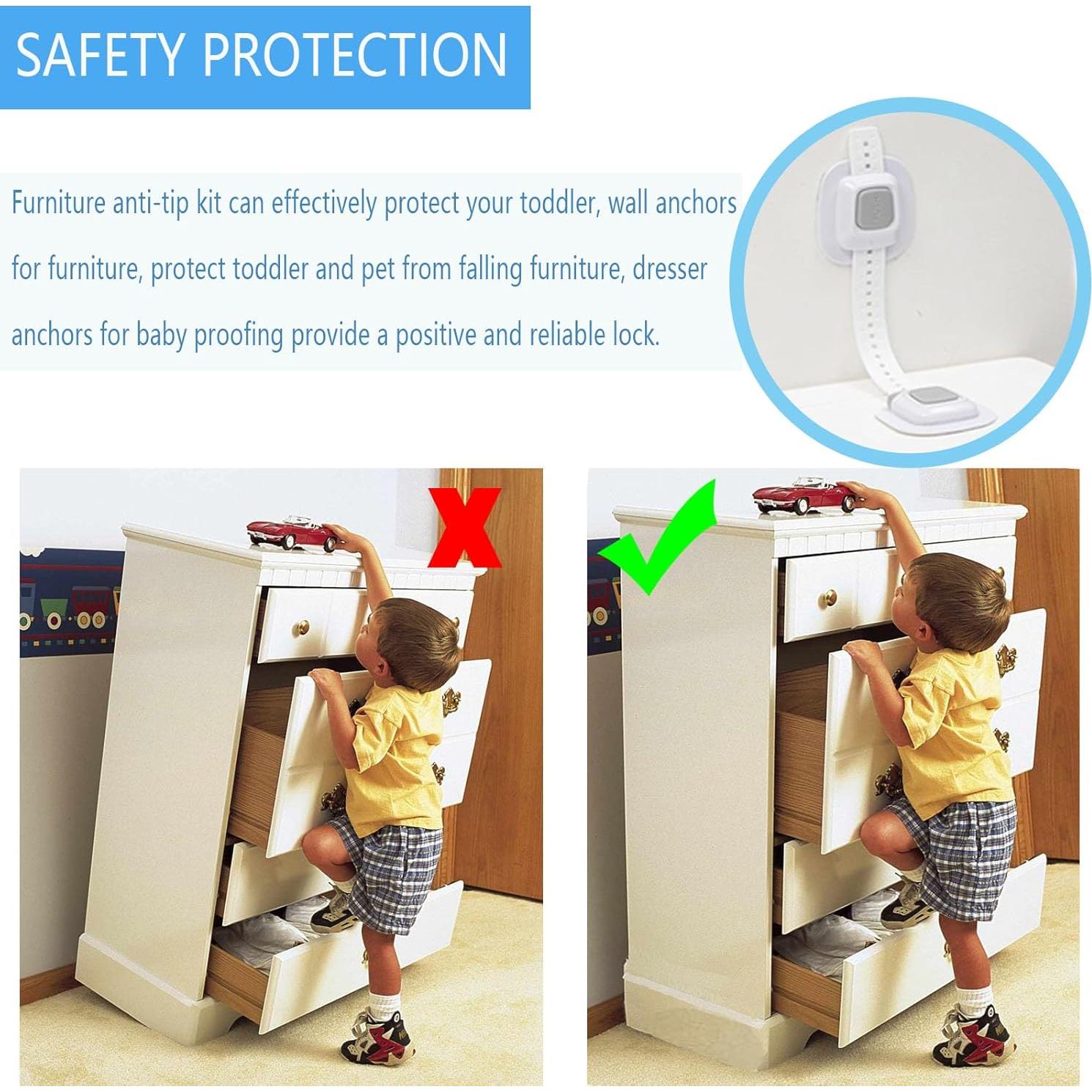 Anclajes de Muebles Antivuelco YEYA 4P Sin Taladro Ajustables