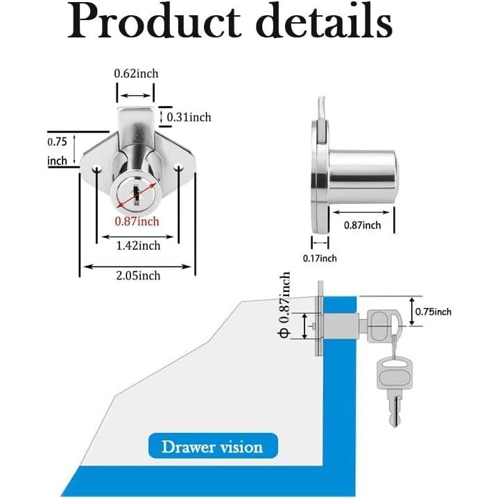 Cerradura de Cajón XIEHE 801 con Llaves - Cromo, 1 Paquete