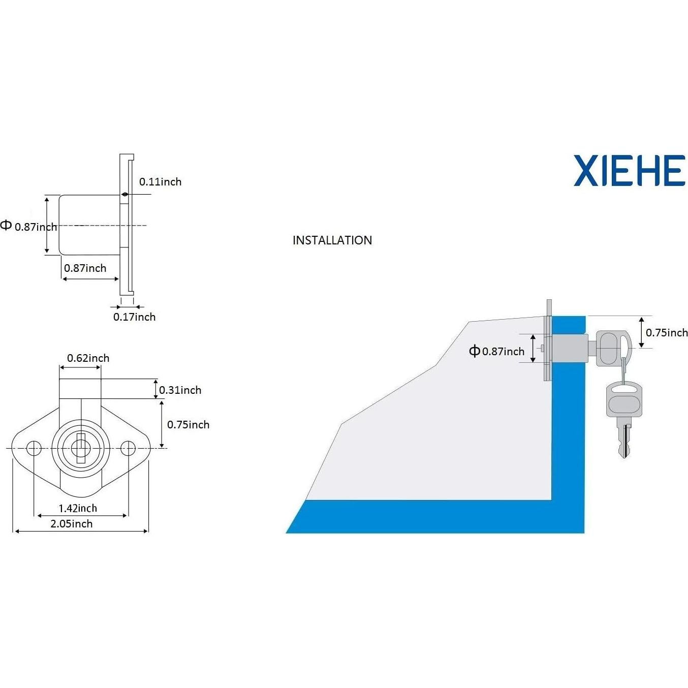 Cerradura de Cajón XIEHE 801 con Llaves - Cromo, 1 Paquete