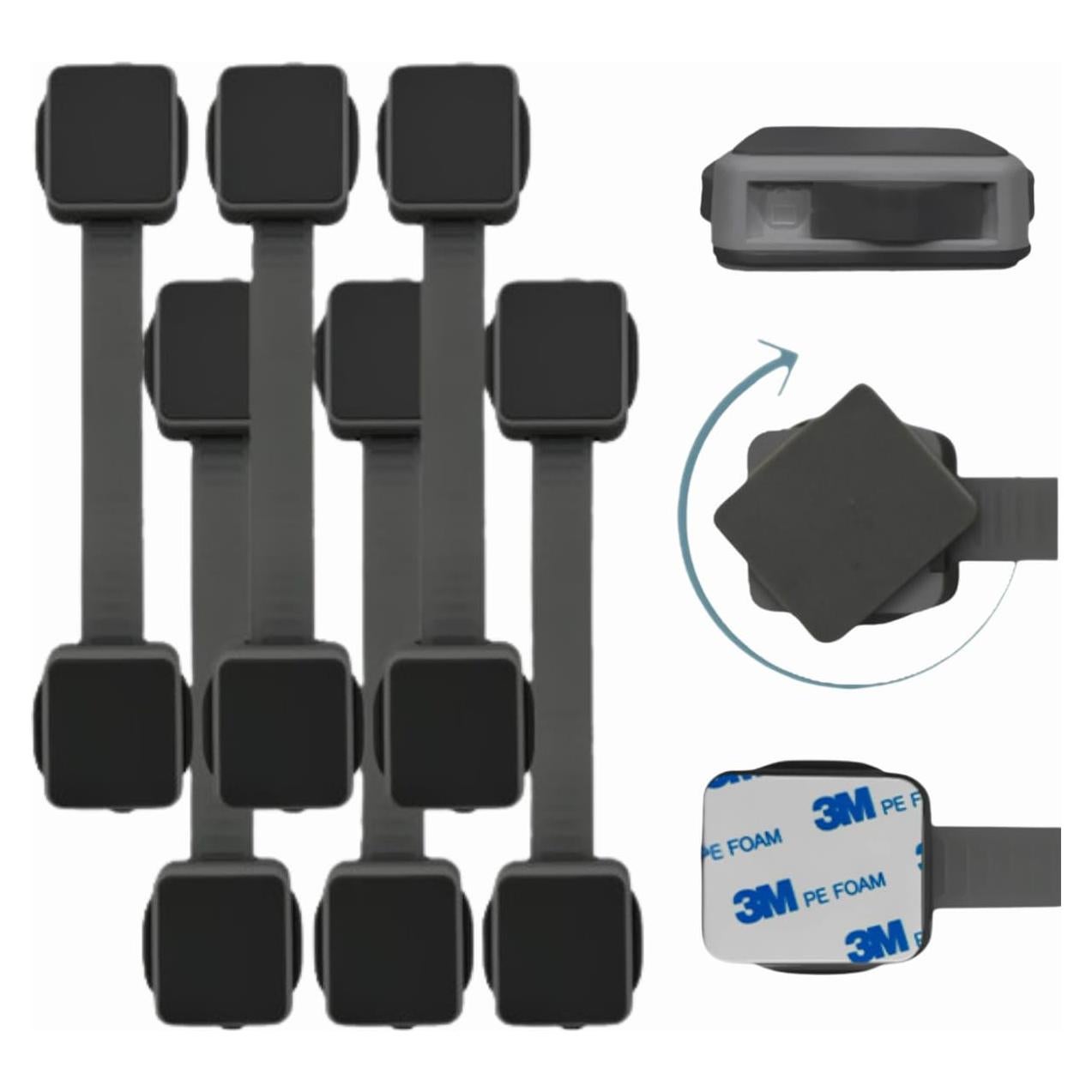 Cerraduras de Seguridad para Gabinetes Bebés 6 Pzas Negro