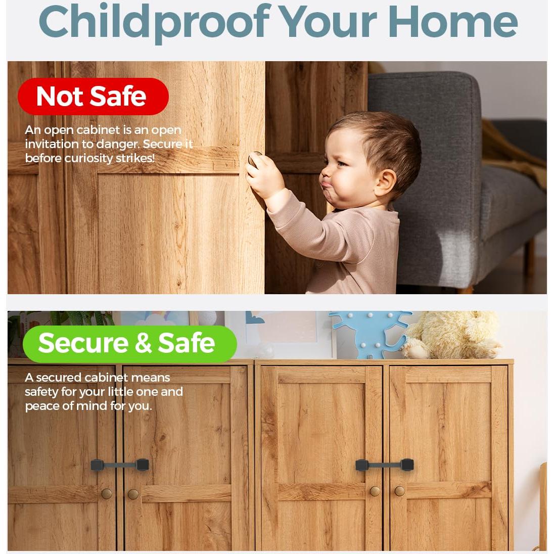 Cerraduras de Seguridad para Gabinetes Bebés 6 Pzas Negro