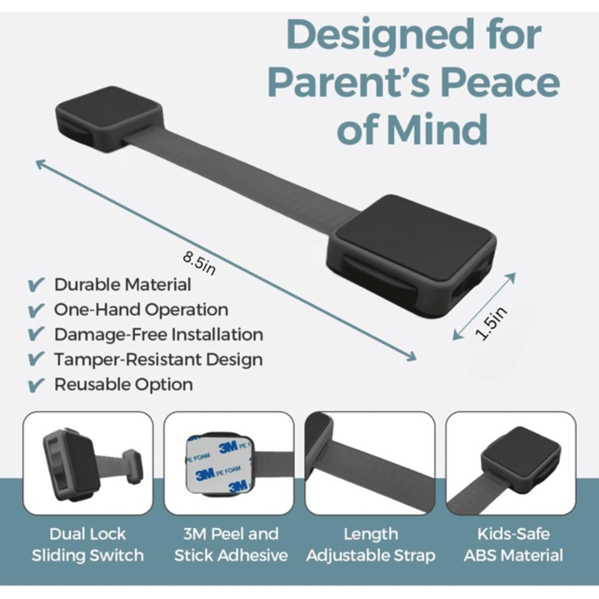 Cerraduras de Seguridad para Gabinetes Bebés 6 Pzas Negro