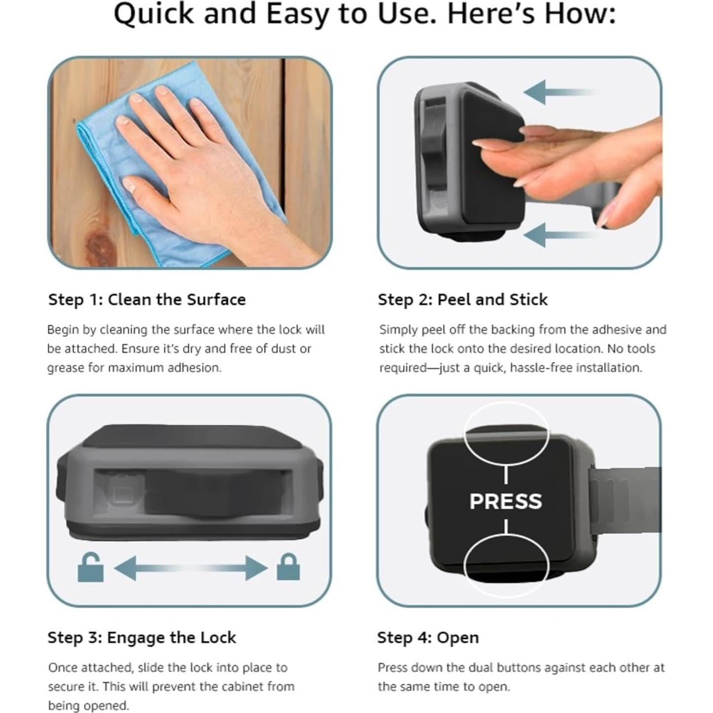 Cerraduras de Seguridad para Gabinetes Bebés 6 Pzas Negro