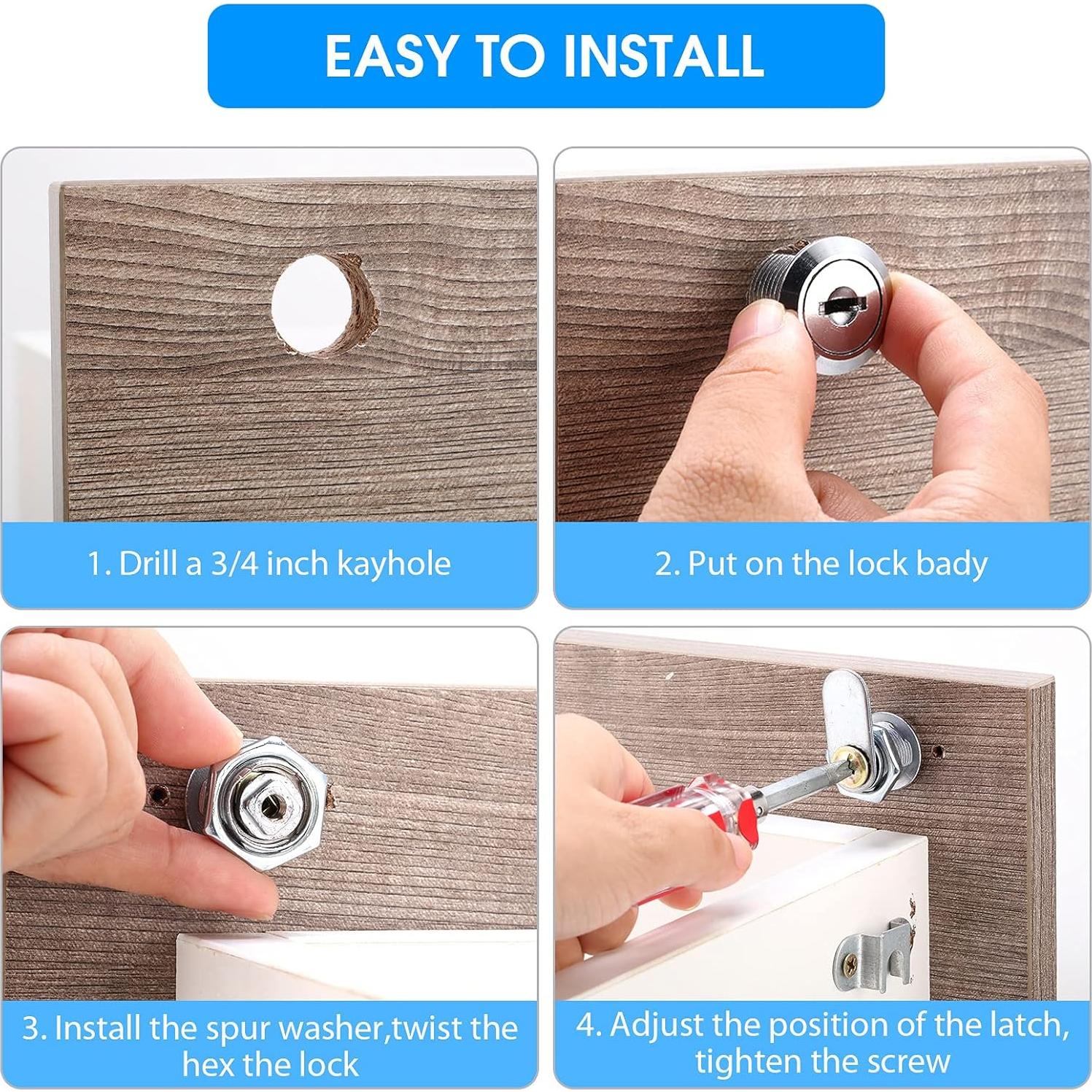 Juego de 16 Cerraduras de Gabinete Hotop con 32 Llaves 16 mm