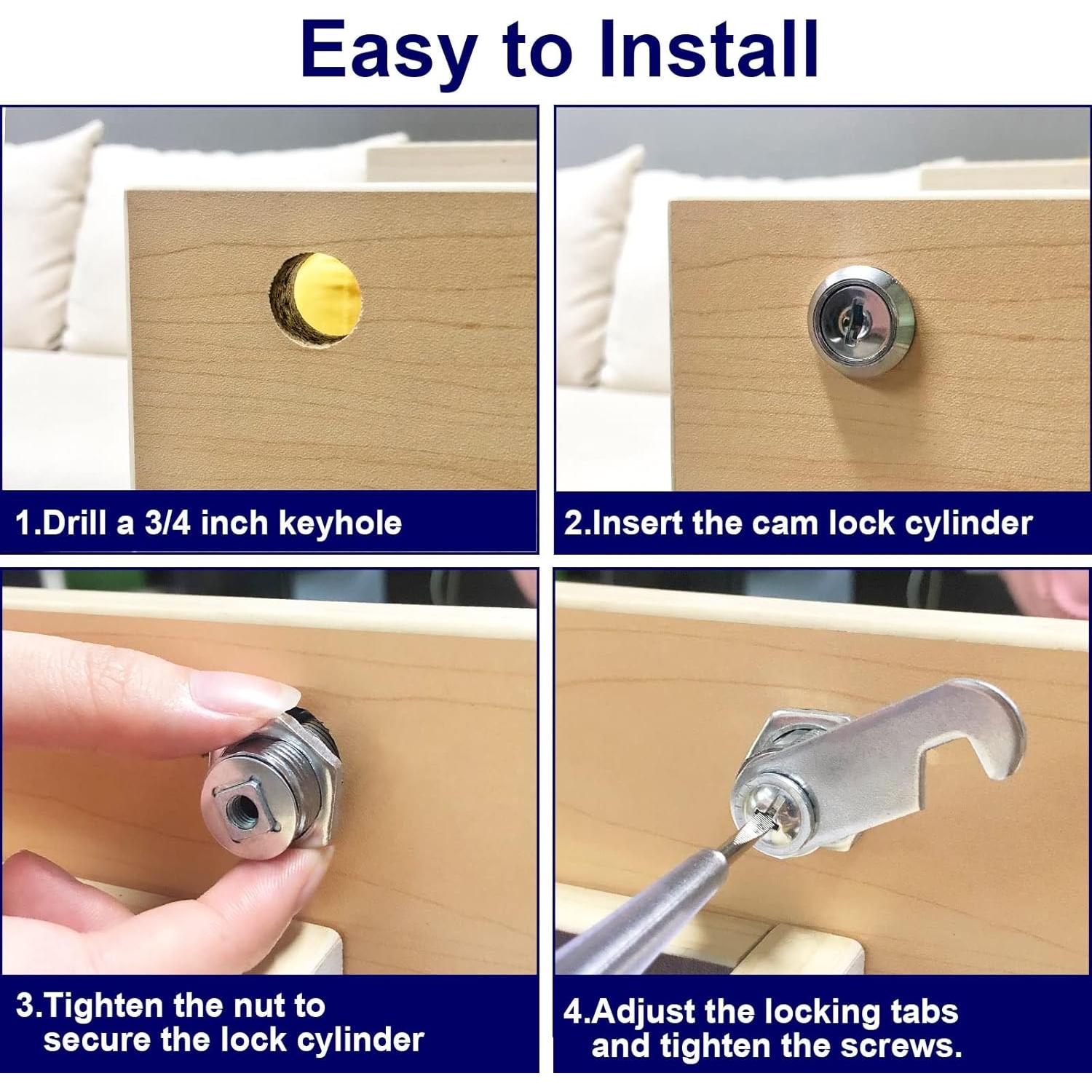 Cerraduras de Gabinete Jayseon 3 Piezas con Llaves 2.86 cm