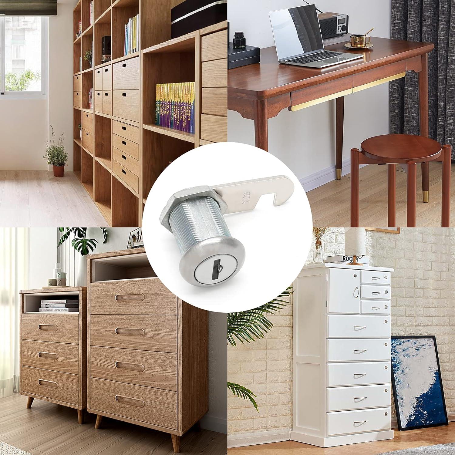 Cerradura de Cajón Qjaiune 2 Paquete Cilindro 22mm Niquelado