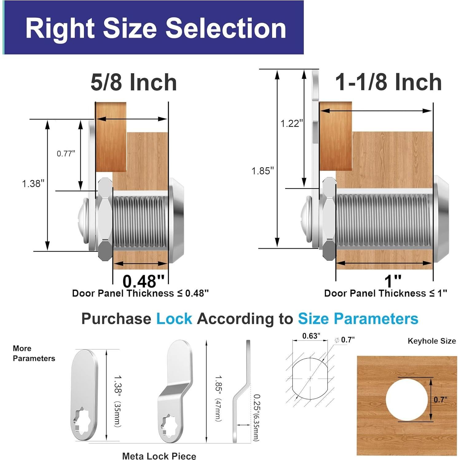 Cerraduras de Gabinete Jayseon 5/8" Paquete de 6 con Llave