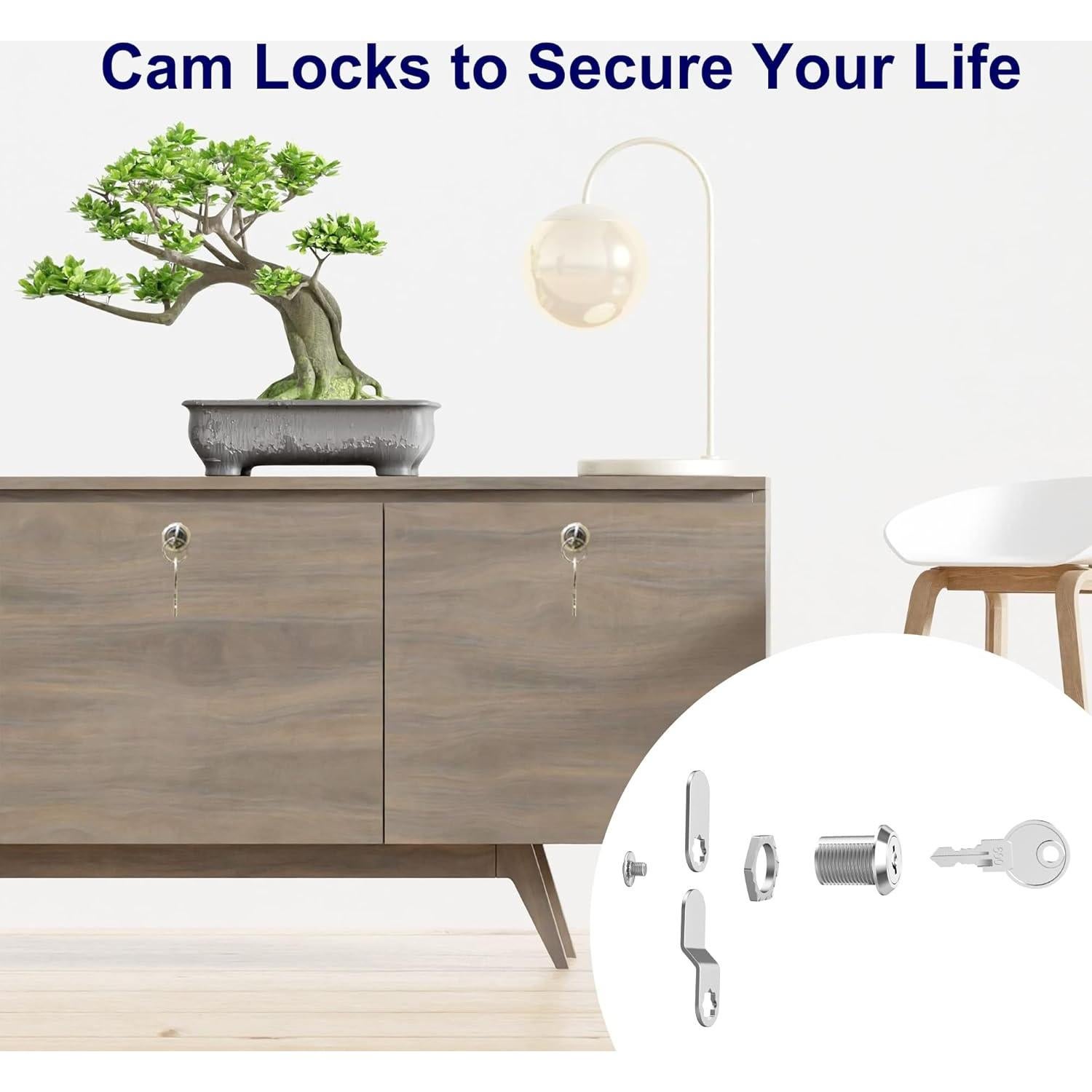 Cerraduras de Gabinete Jayseon 5/8" Paquete de 6 con Llave