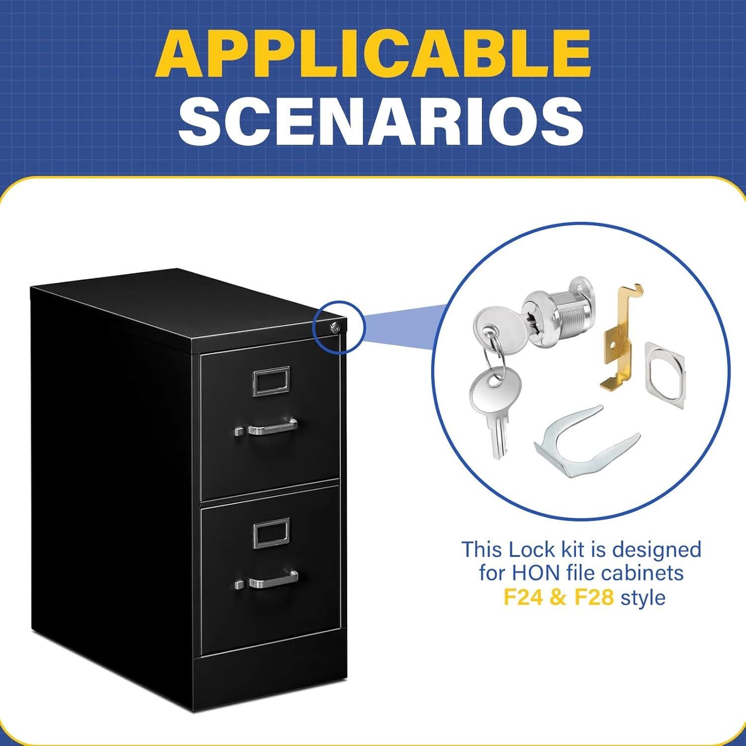 Kit de cerradura Trdzi para gabinete de archivos F24/F28 - 6 piezas