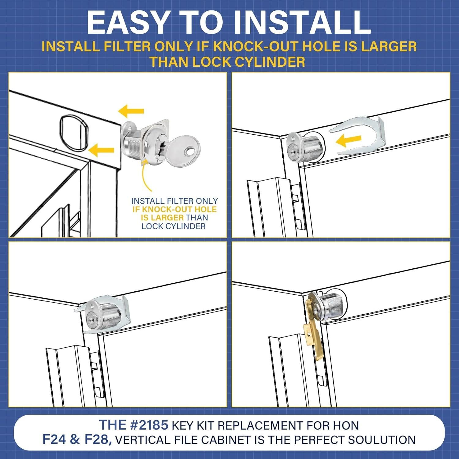 Kit de cerradura Trdzi para gabinete de archivos F24/F28 - 6 piezas