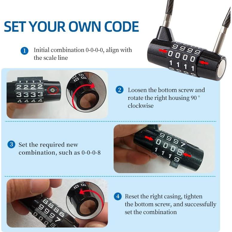 Candado de Combinación EASTDEER con Cable de 17.78 cm