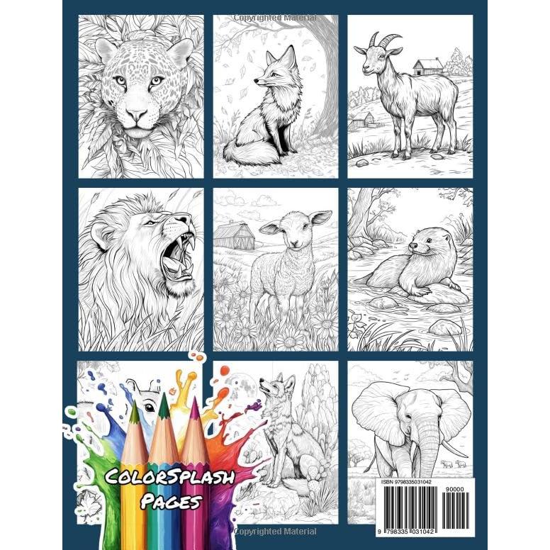 Wild Animals. Adult Coloring Book: Fun & Relaxing Illustrations
