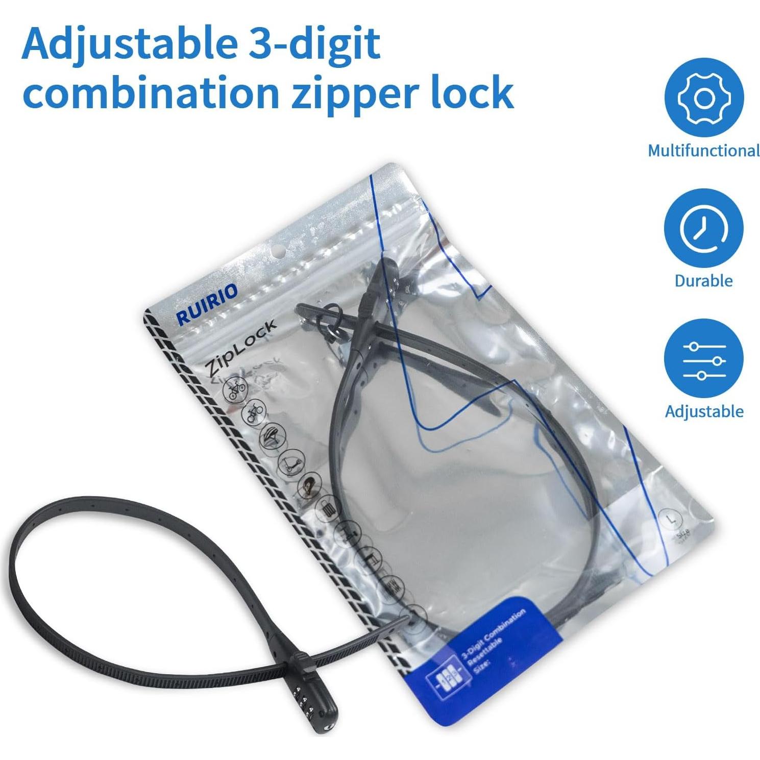 Candado de combinación ajustable RUIRIO 20" negro 2 paquetes