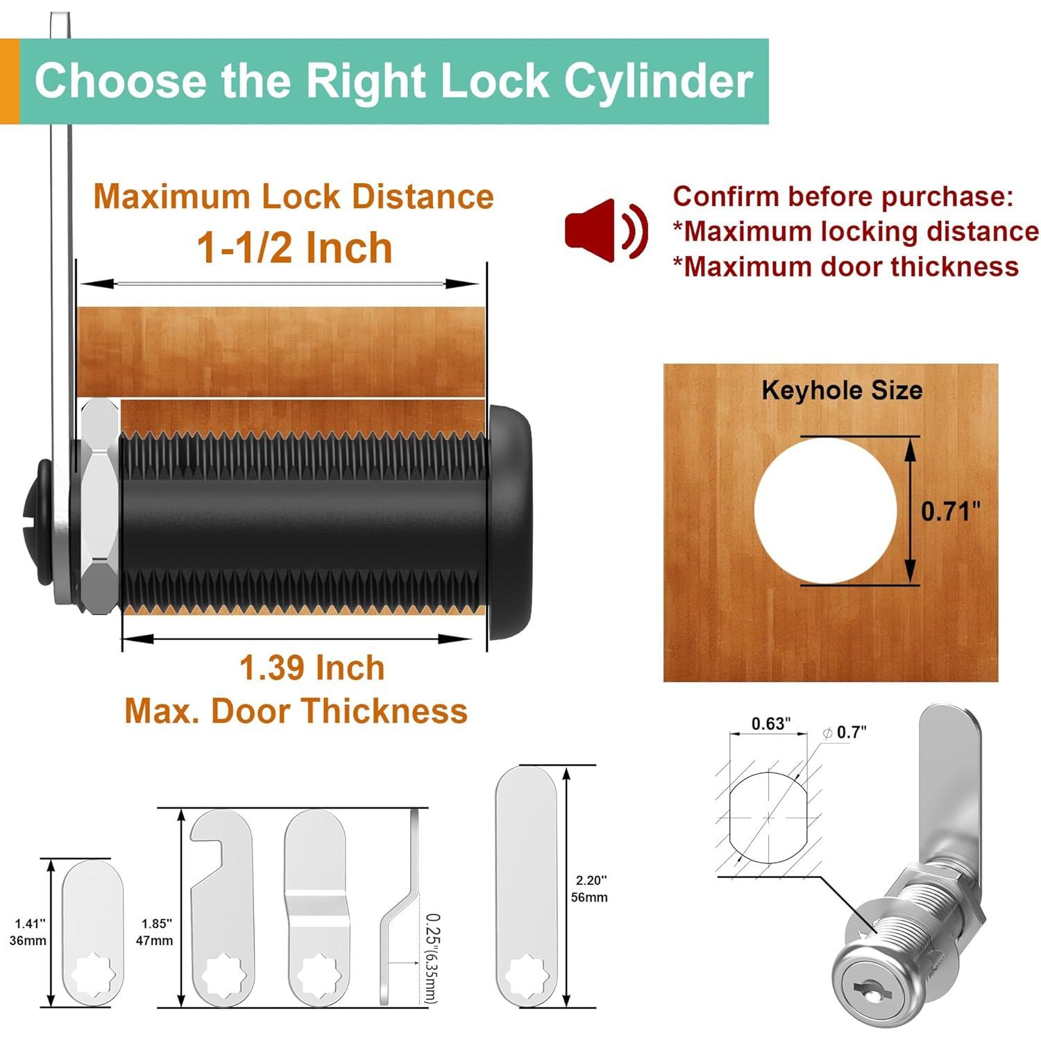 Cerraduras de Gabinete inBovoga 3 Pcs 40mm con Llaves Clave Igual