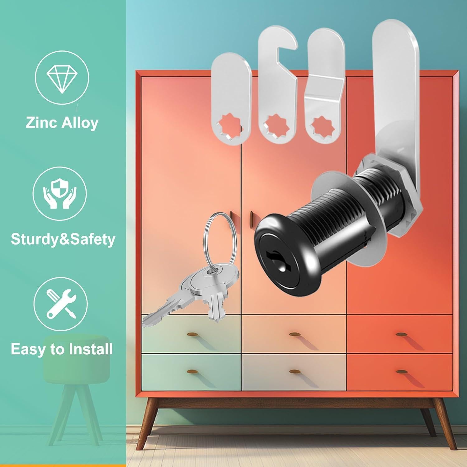 Cerraduras de Gabinete inBovoga 3 Pcs 40mm con Llaves Clave Igual