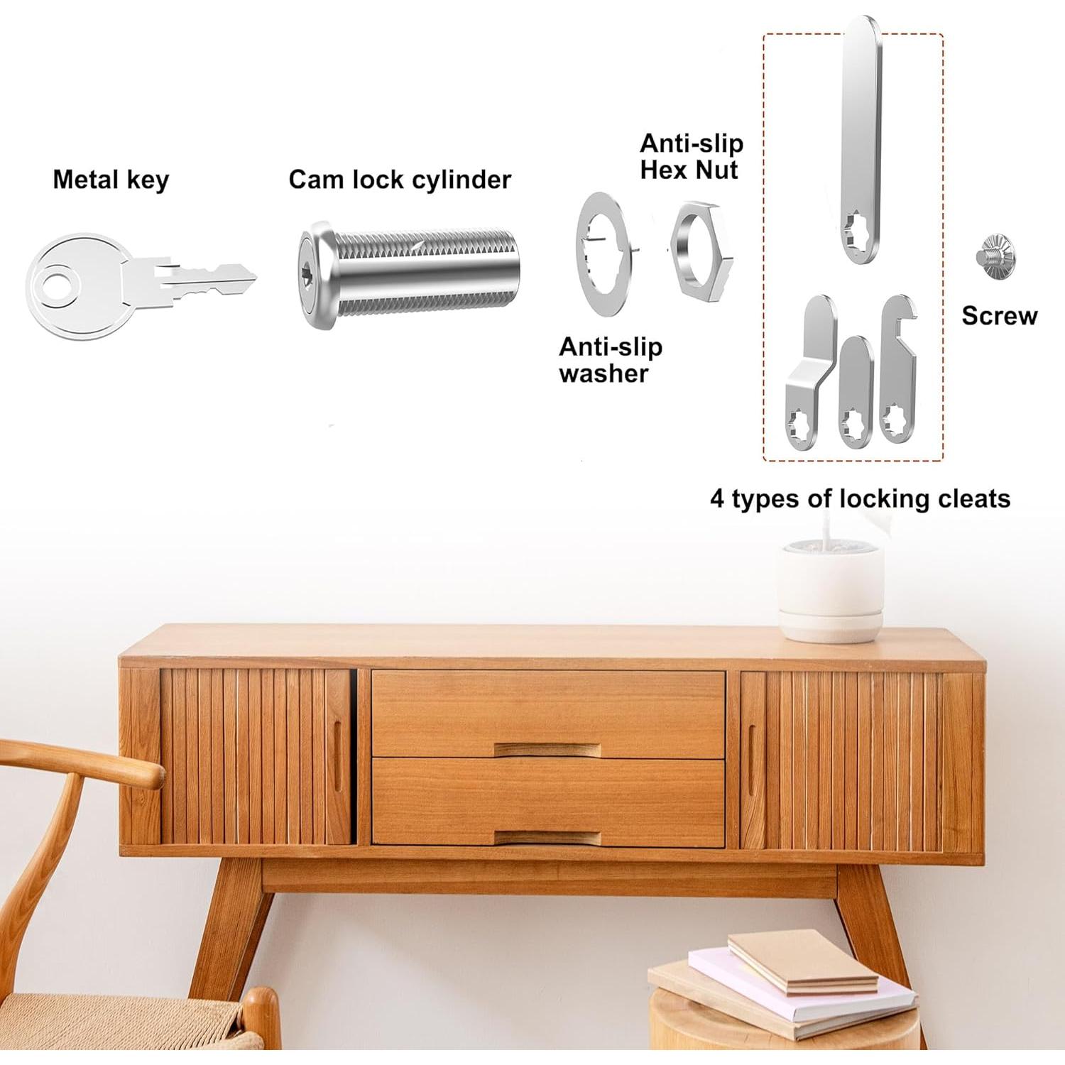 Cerraduras de Gabinete inBovoga 3 Pcs 40mm con Llaves Clave Igual