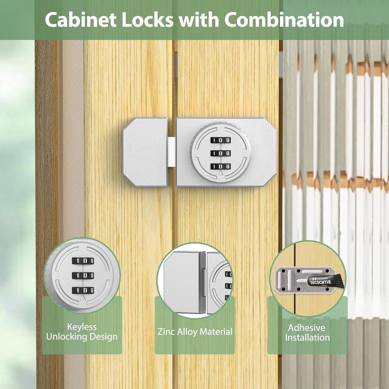 Cerradura de Combinación YogePote para Gabinete Adhesiva 3 Dígitos