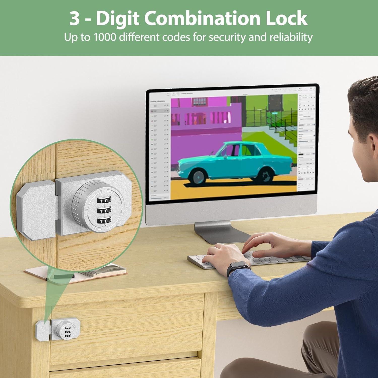Cerradura de Combinación YogePote para Gabinete Adhesiva 3 Dígitos