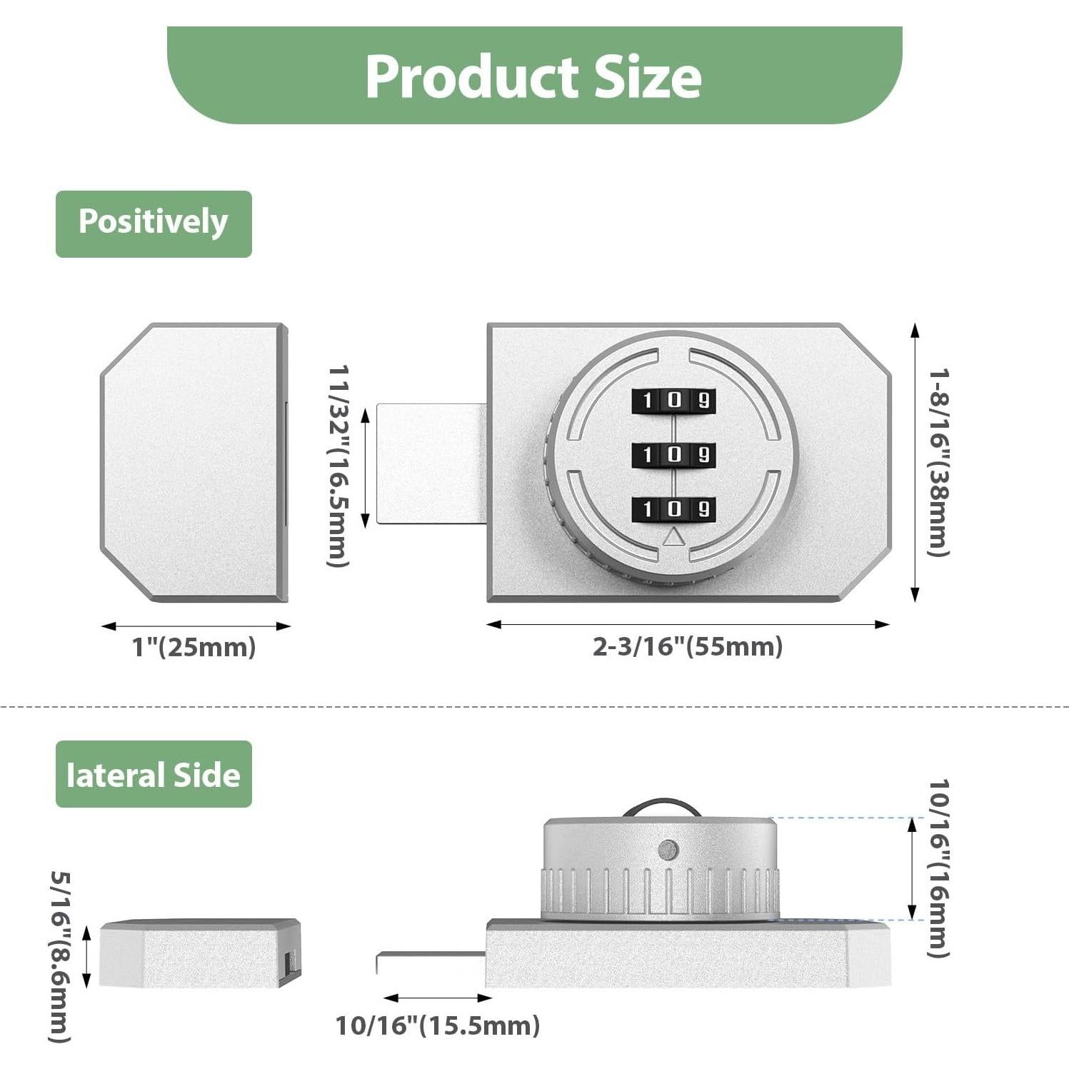 Cerradura de Combinación YogePote para Gabinete Adhesiva 3 Dígitos