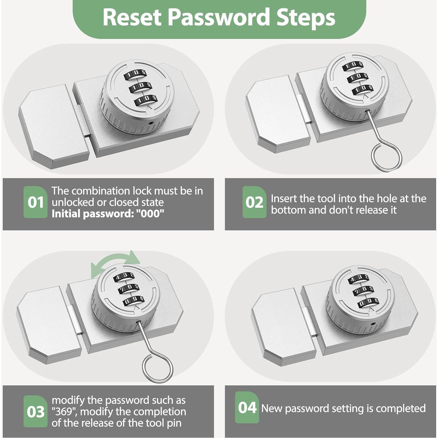 Cerradura de Combinación YogePote para Gabinete Adhesiva 3 Dígitos