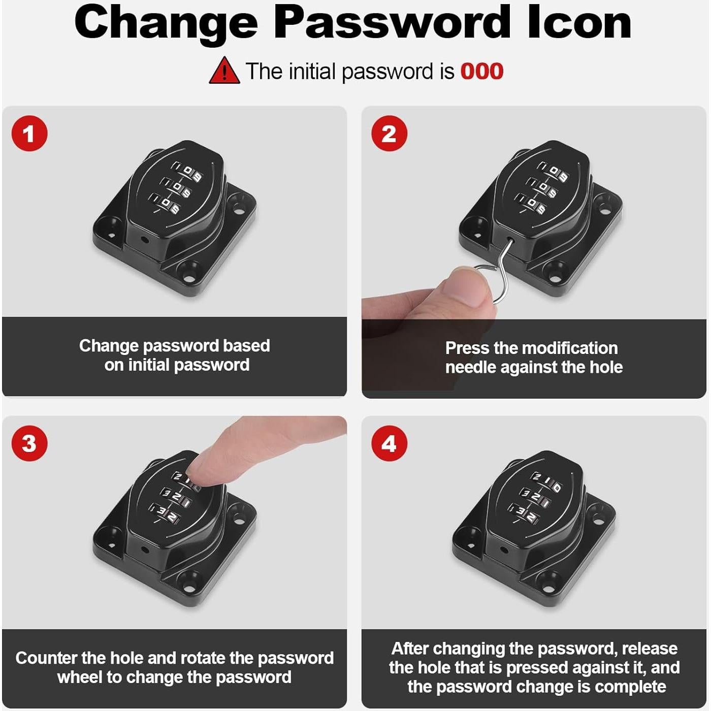 Cerradura de combinación sin llave FIVEPEARS 3 dígitos negra