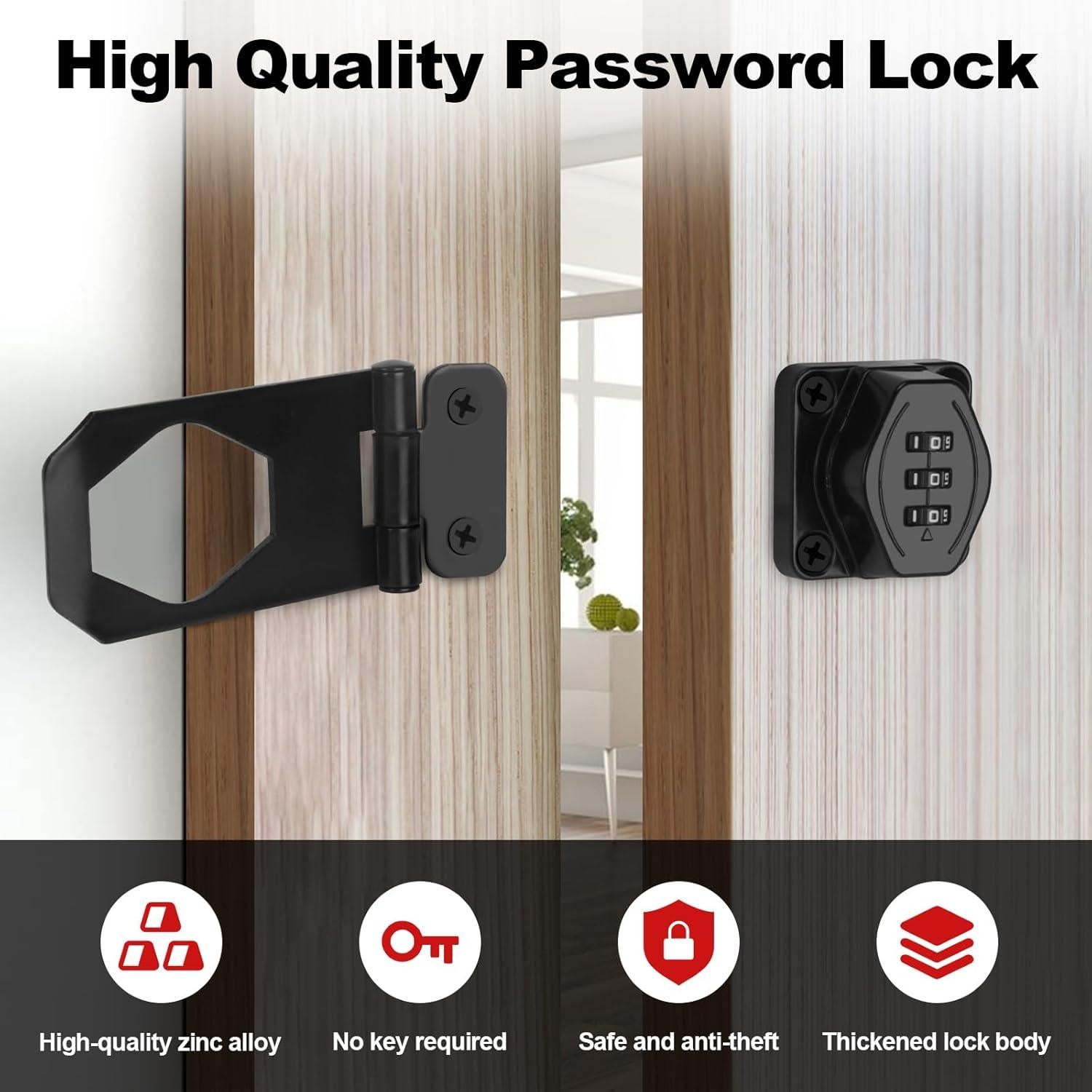 Cerradura de combinación sin llave FIVEPEARS 3 dígitos negra