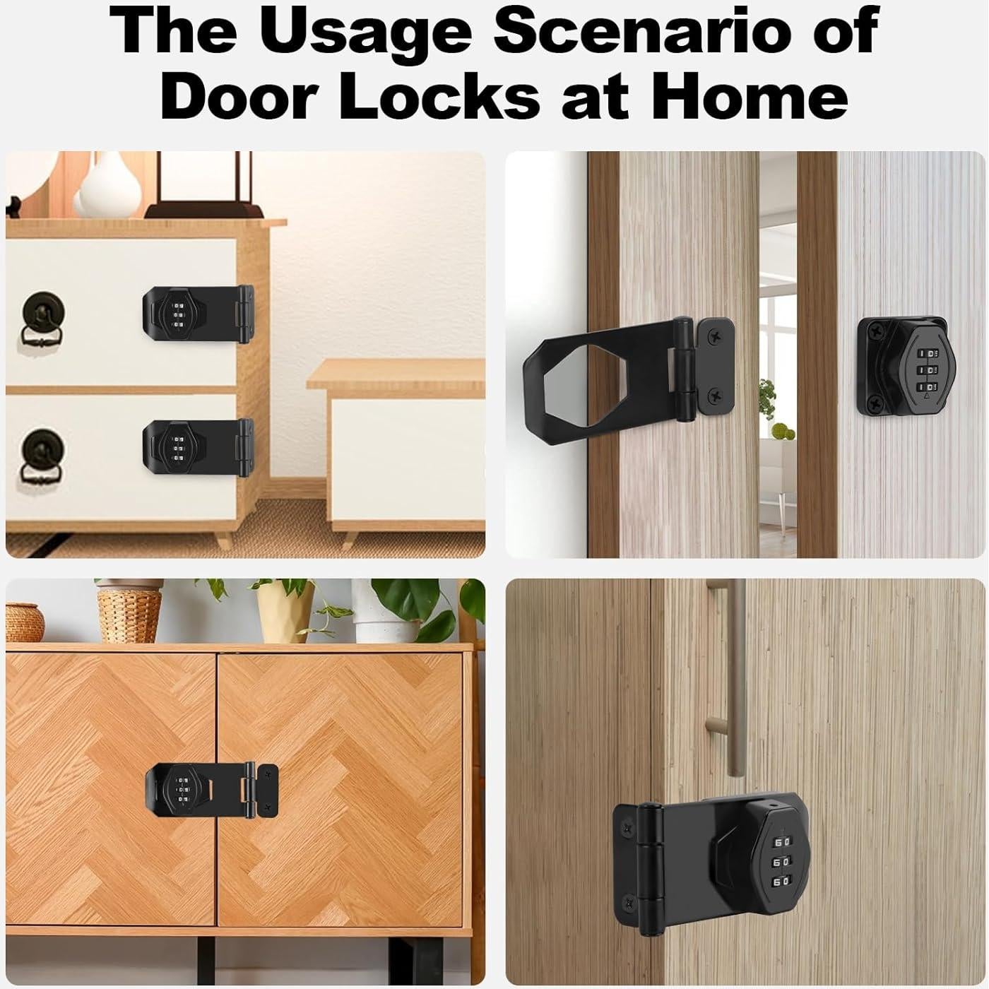 Cerradura de combinación sin llave FIVEPEARS 3 dígitos negra