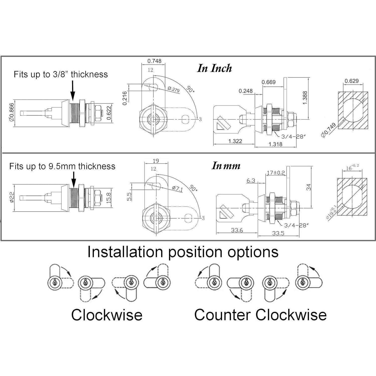 Cerradura de Cam Tubular Admiral Locks Cromo Paquete de 2