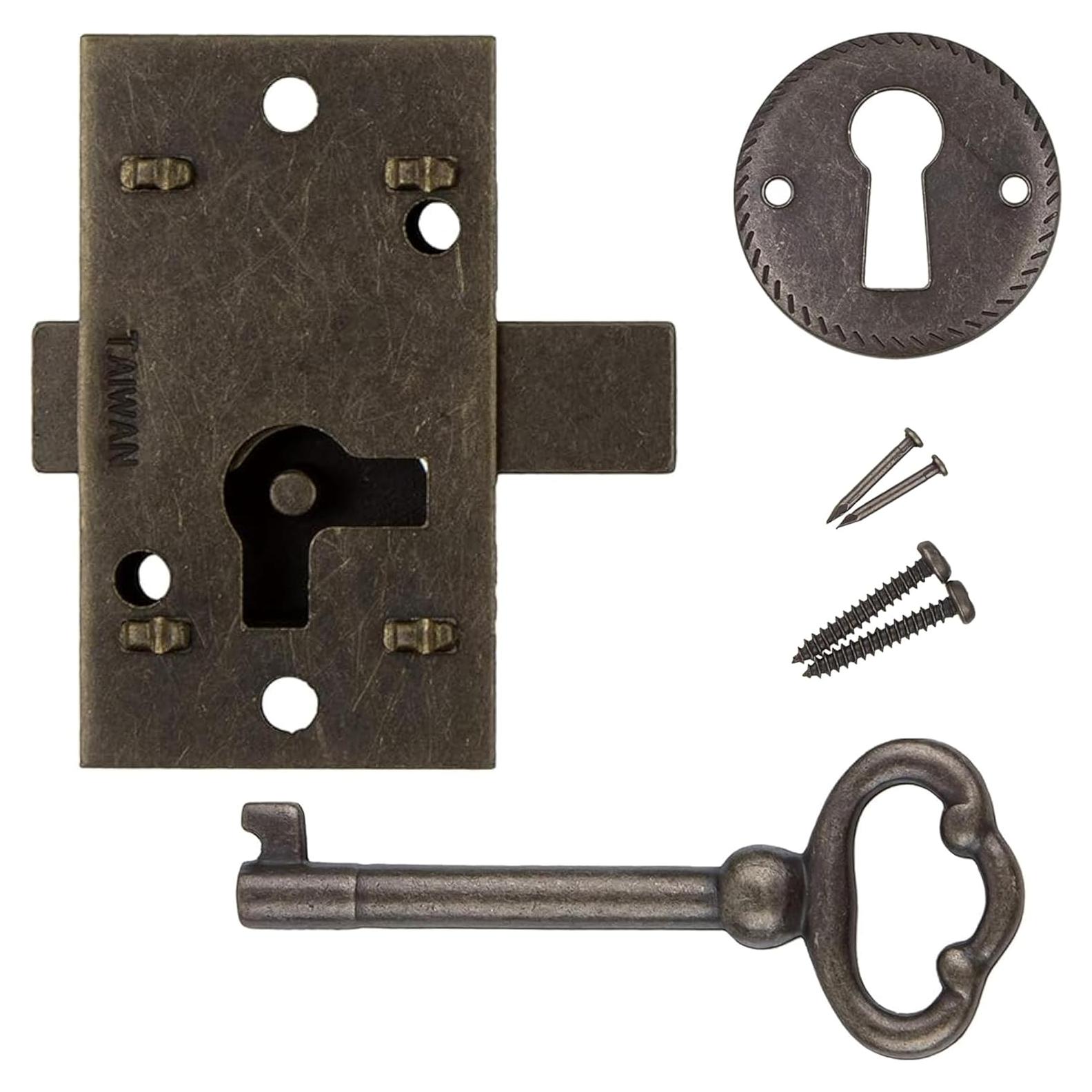 Candado de bronce antiguo UNIQANTIQ para gabinete con llave