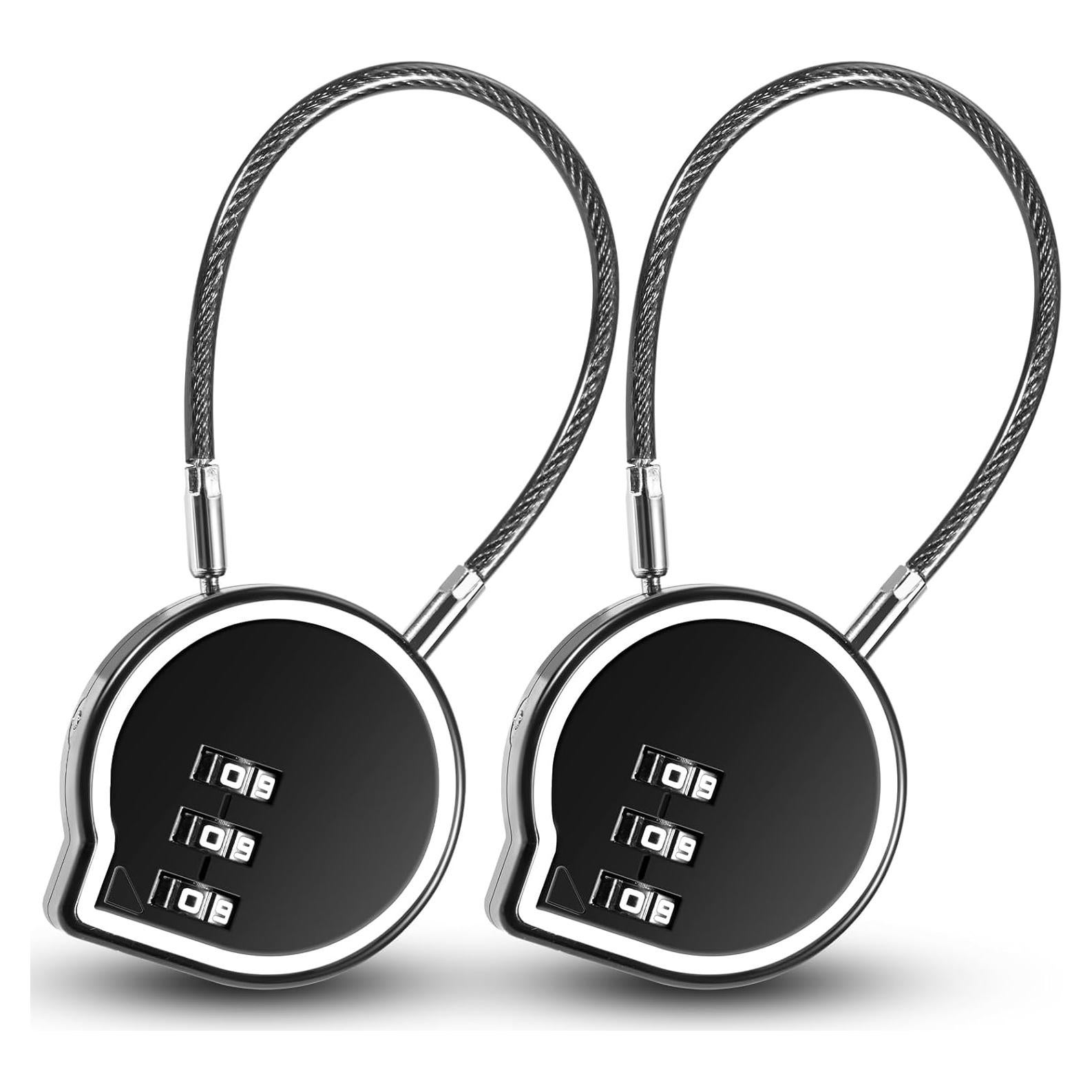 Candado de Combinación QAJOPFN 2 Pack 3 Dígitos Negro