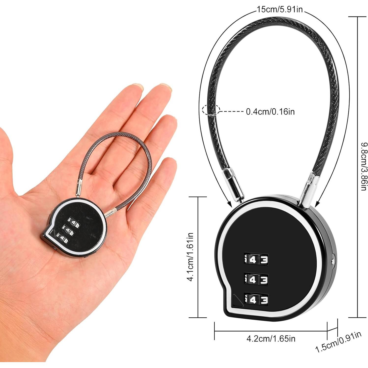 Candado de Combinación QAJOPFN 2 Pack 3 Dígitos Negro