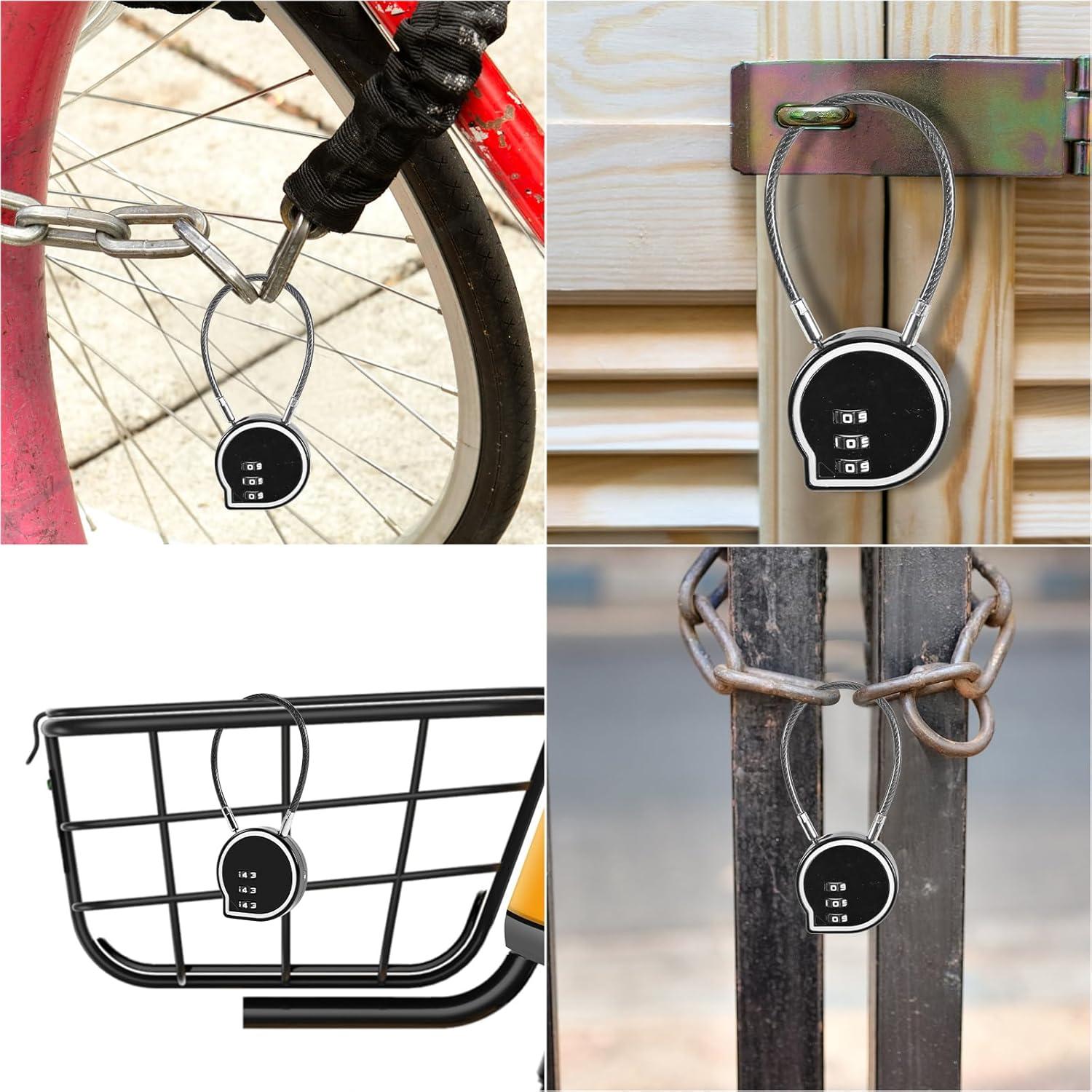 Candado de Combinación QAJOPFN 2 Pack 3 Dígitos Negro