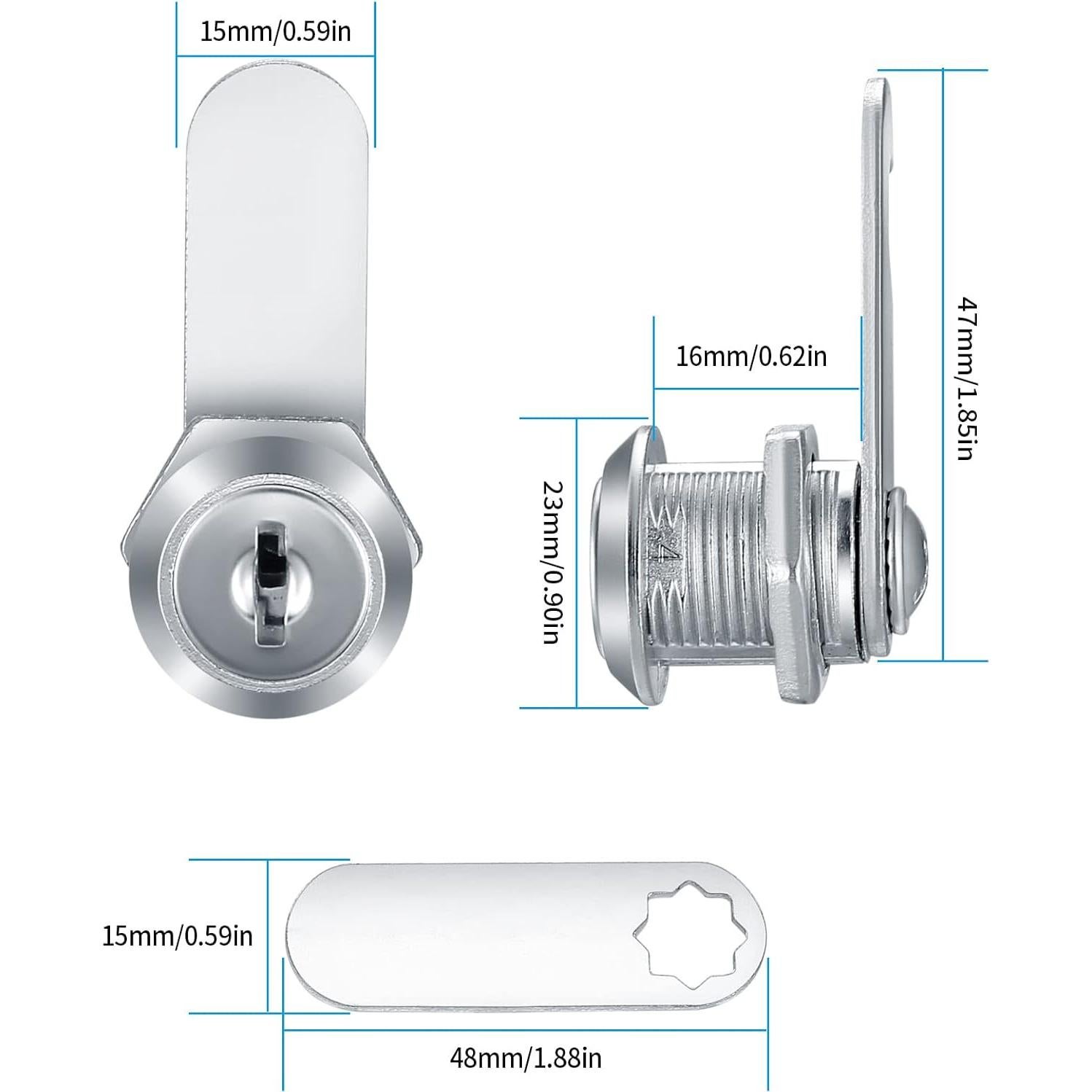Cerraduras de cilindro con llave HexinYigjly - 6 Piezas 16mm