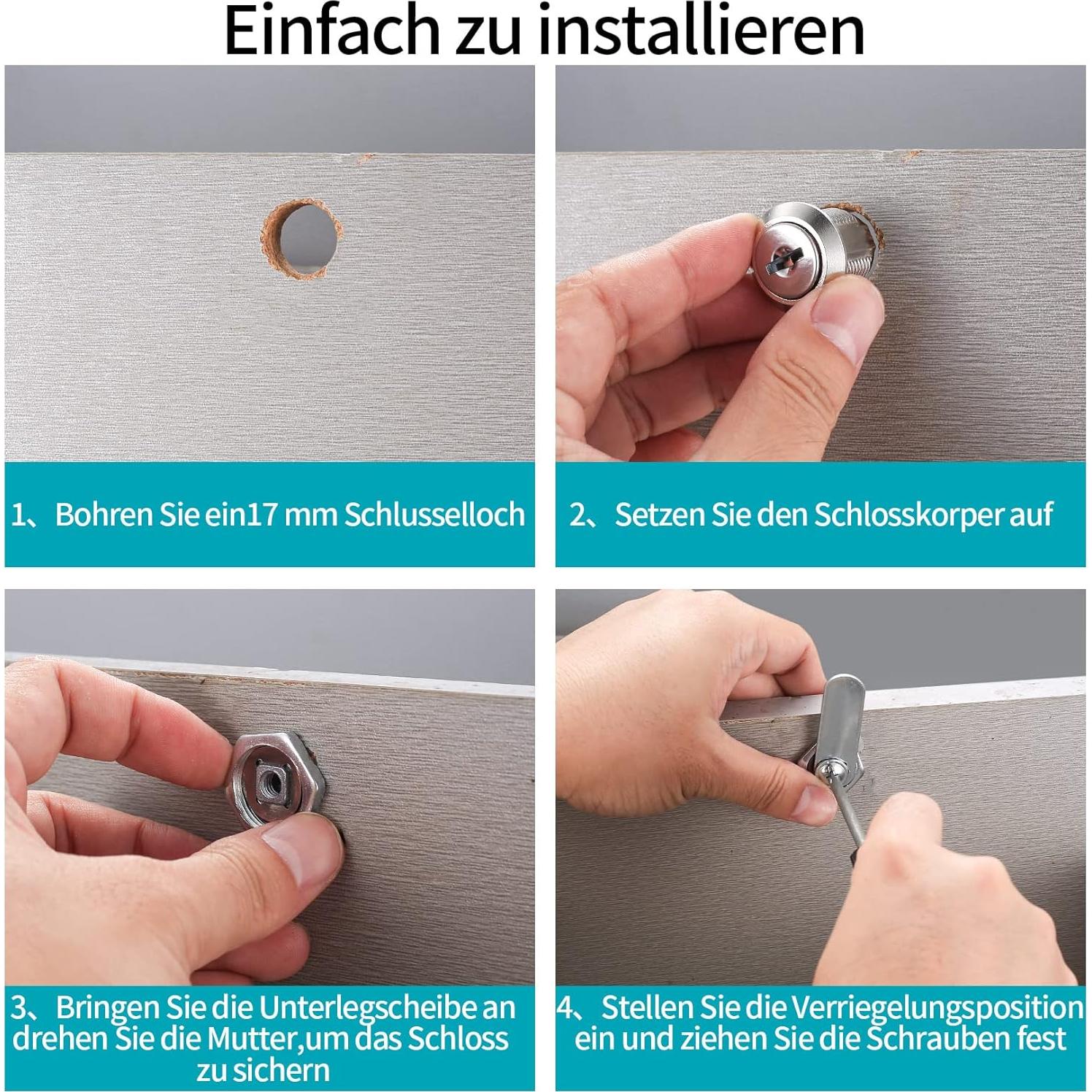 Cerraduras de cilindro con llave HexinYigjly - 6 Piezas 16mm