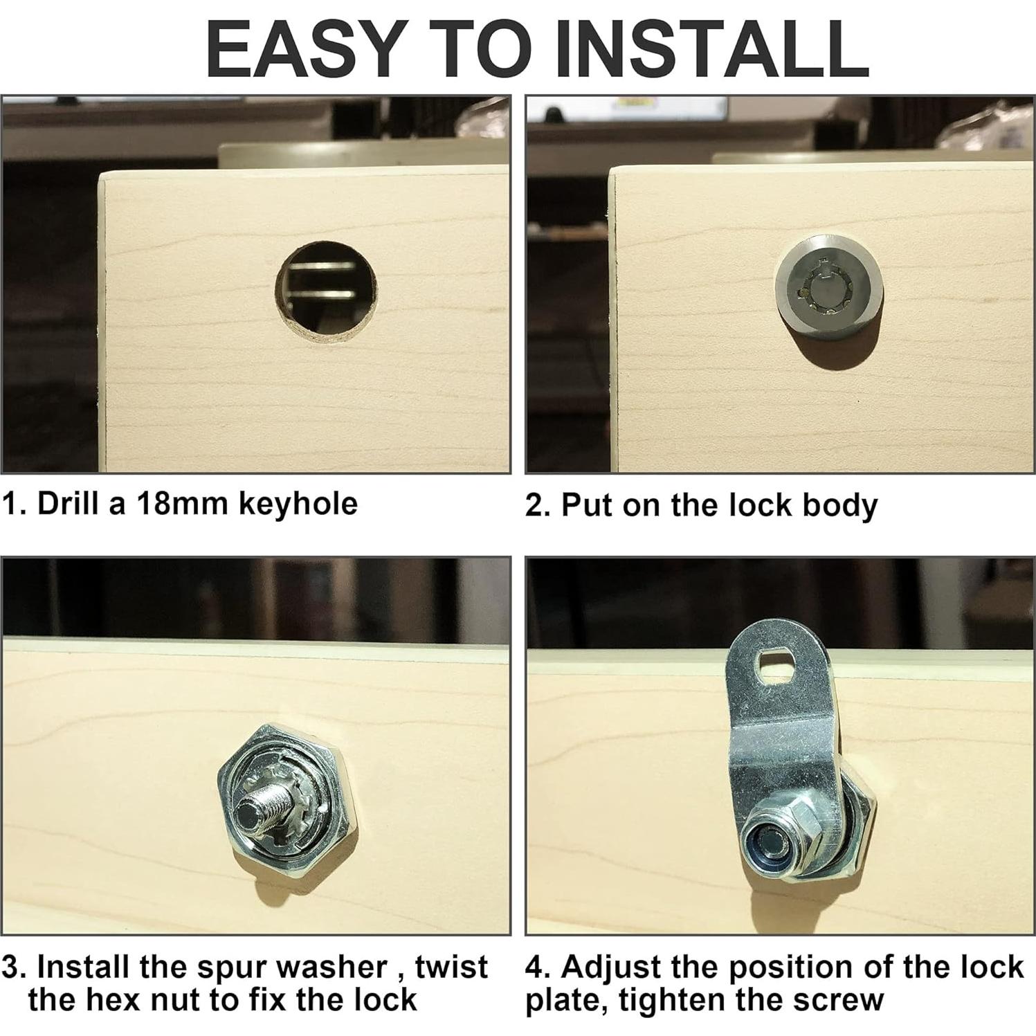 6 Cerraduras de Gabinete inBovoga 1-1/8" con Llave Igual