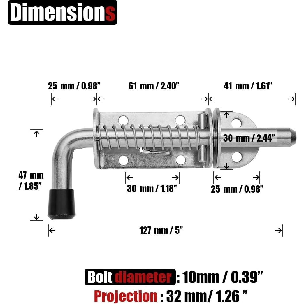 Pasador de Resorte JQK Acero Inoxidable 304 12.8cm 2 Piezas