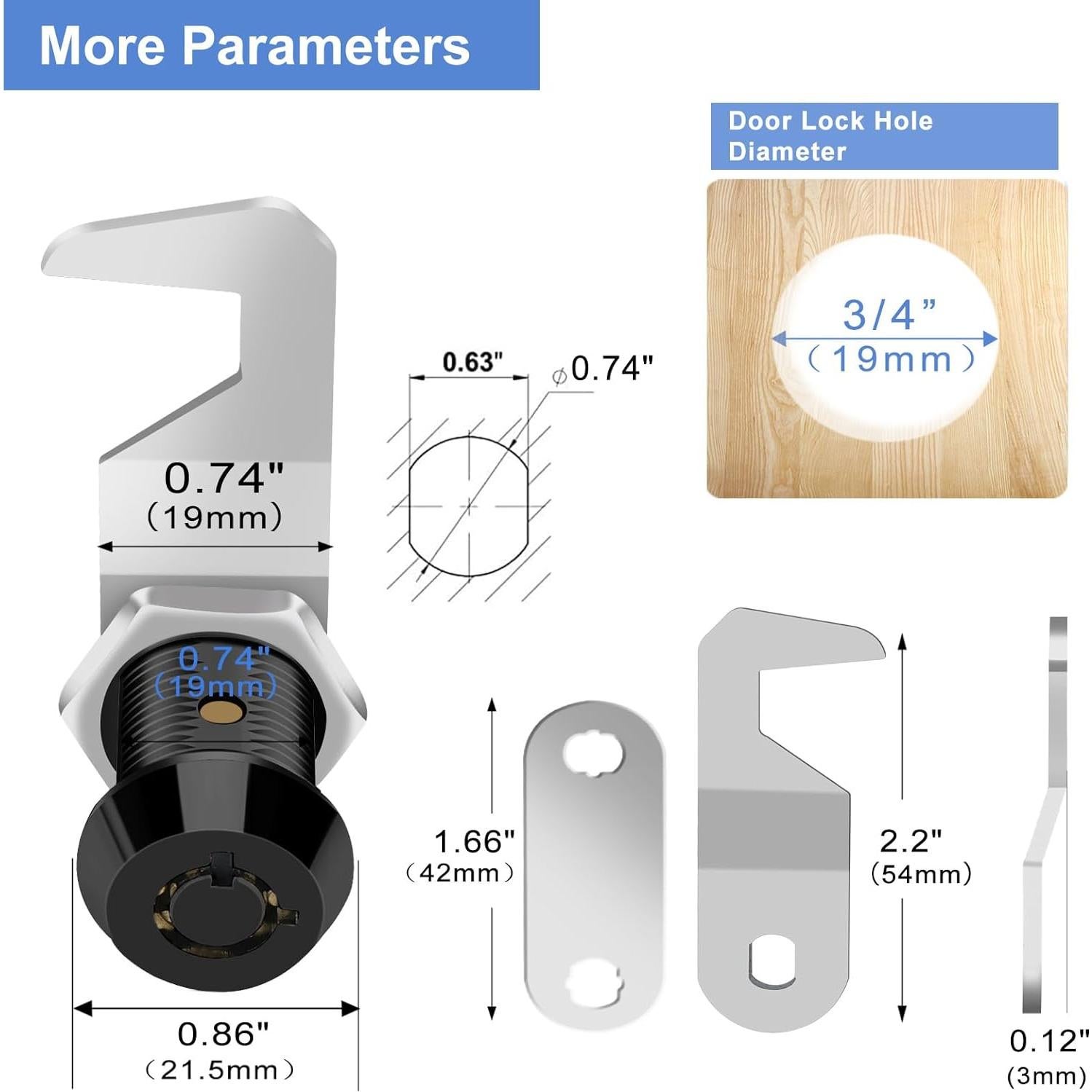 Cerradura de Caja de Herramientas Cylinnda 16mm con Llaves Negras