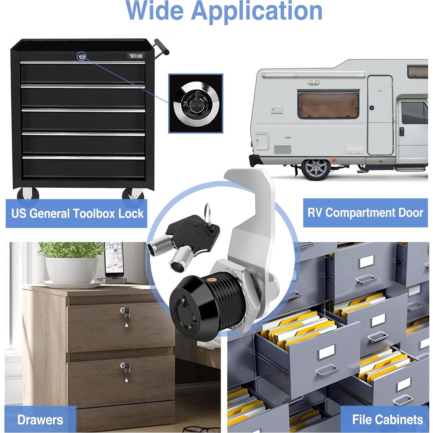 Cerradura de Caja de Herramientas Cylinnda 16mm con Llaves Negras