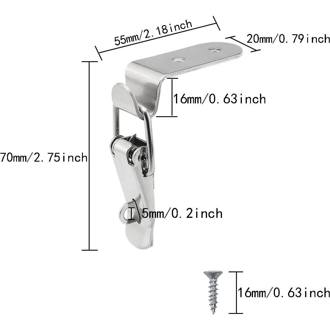 4 Cerraduras de Capó de Acero Inoxidable 90 Grados ITROLLE