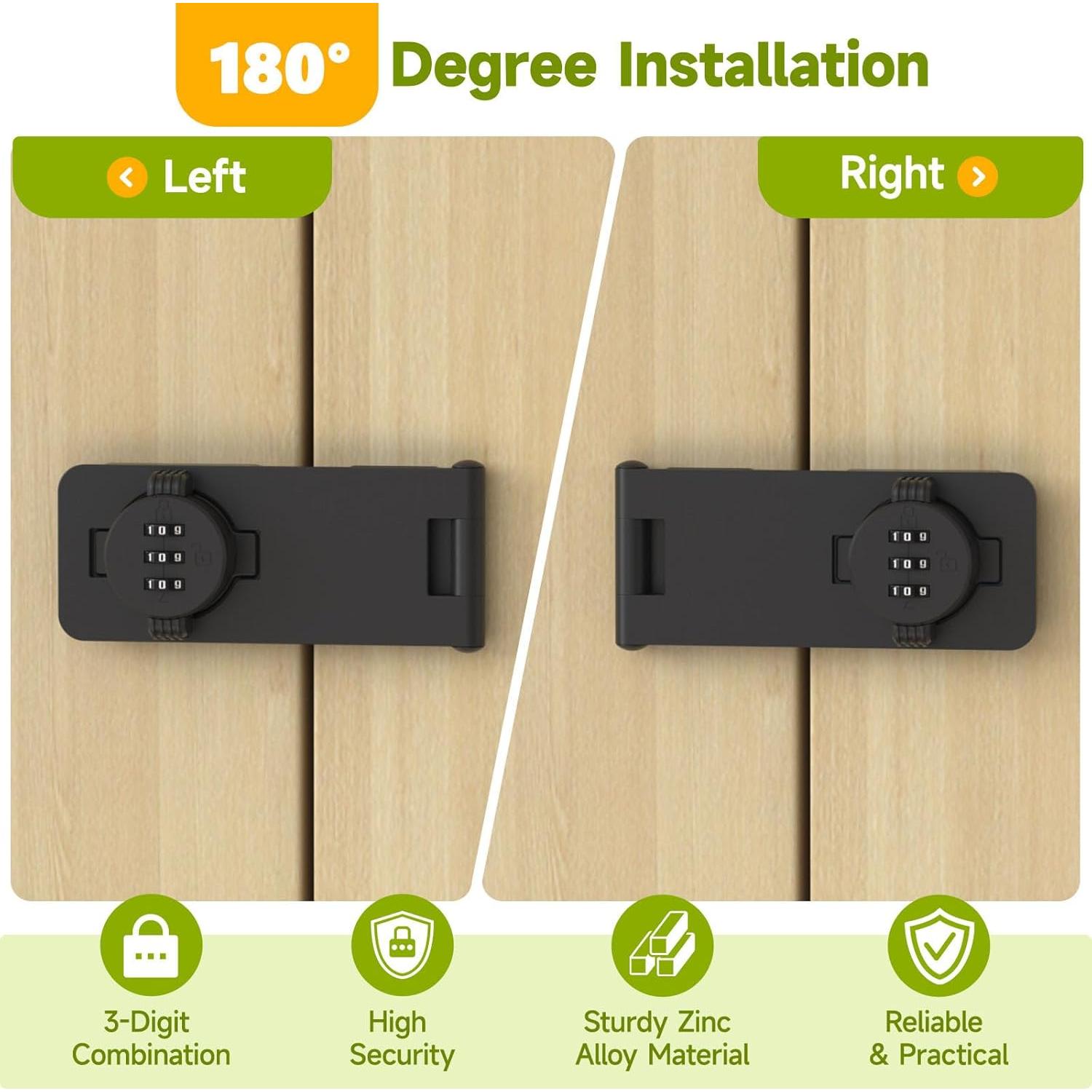 Cerradura de Gabinete Mixizigoz 3 Dígitos Combinación Zinc Negra