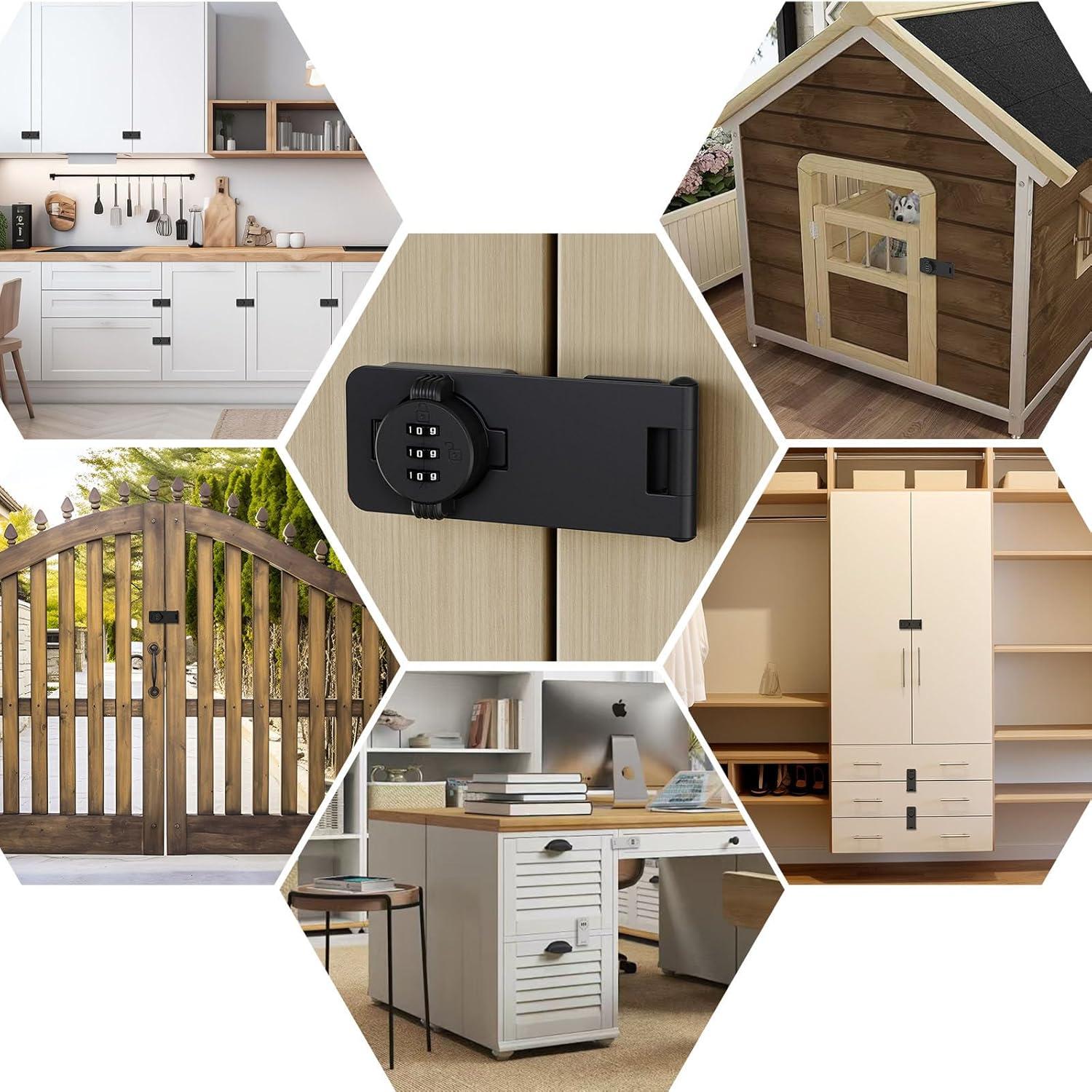 Cerradura de Gabinete Mixizigoz 3 Dígitos Combinación Zinc Negra