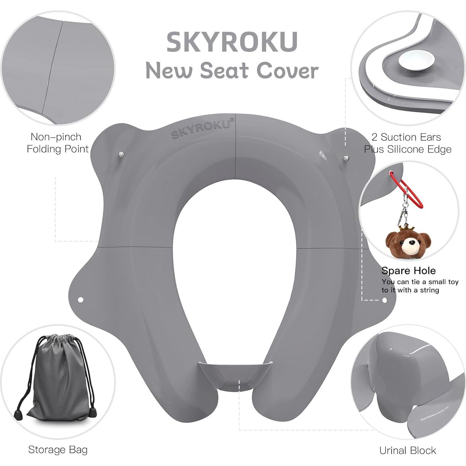 Asiento de Inodoro Plegable SKYROKU para Niños - Antideslizante